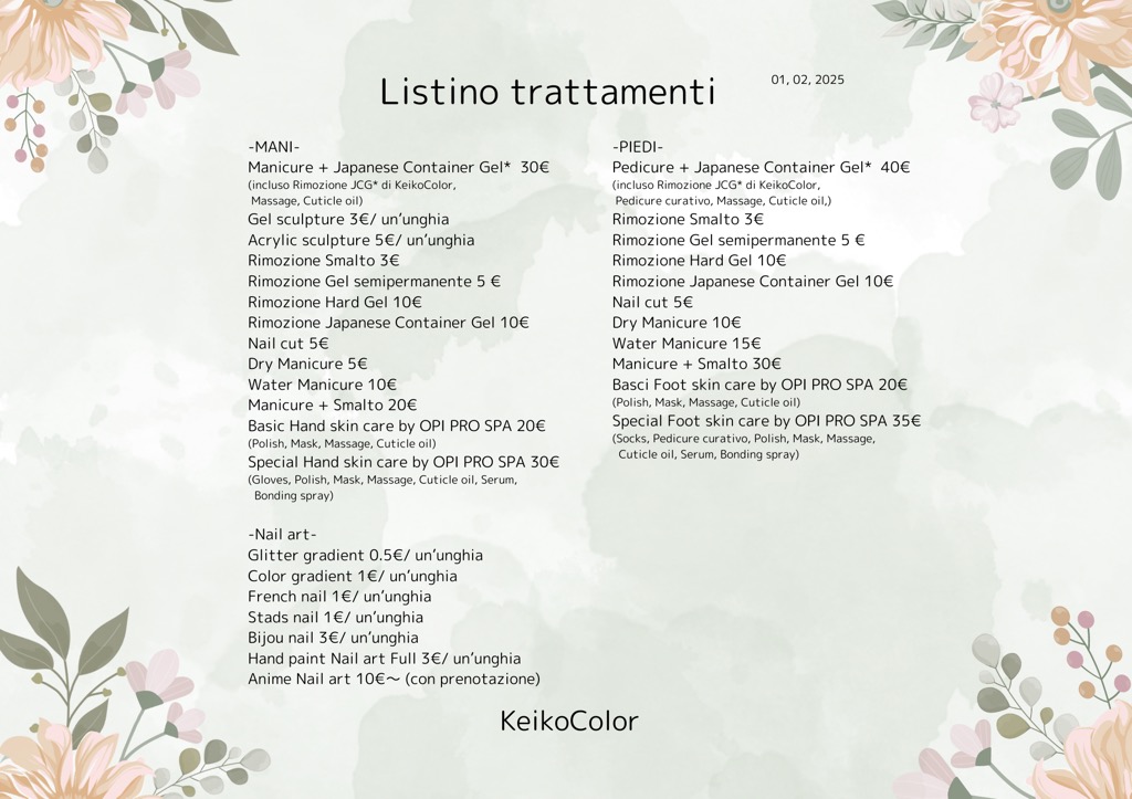 Le tariffe dei trattamenti da&nbsp;2025